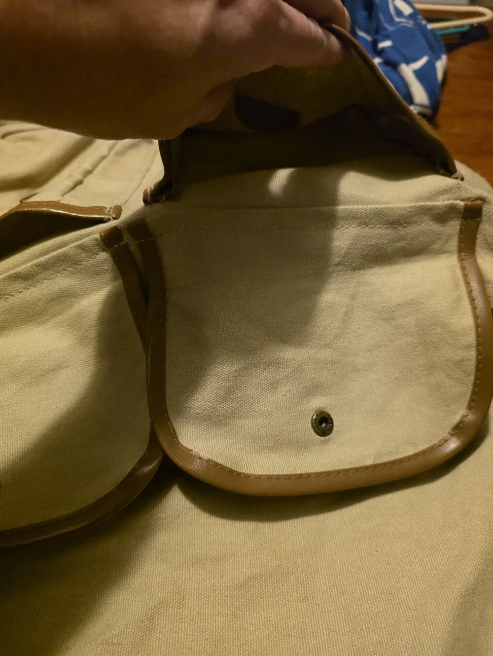 Times Magazine Canvas Messenger Bag with Brown Trim, Leather And Canvas
